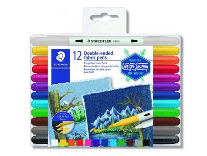 Staedtler Design Journey sada 12 fixů na textil, oboustranné, světlý i tmavý textil