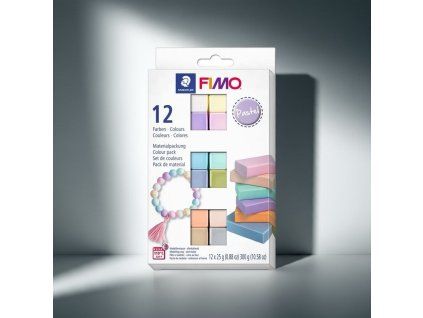 Fimo Soft sada Pastel, polymerová hmota, 12 barev po 25 g, zapékání při 110 °C