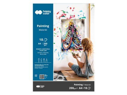 Malířský blok Painting A4 Happy Color 200 g/m2, 10 listů bílého papíru