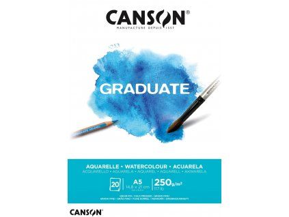Canson Graduate Aquarelle akvarelový papír A5 250 g/m2, blok 20 listů, lisovaný za studena