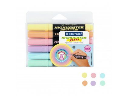 Centropen Flexi 8542 sada 6 pastelových zvýrazňovačů s pružným klínovým hrotem