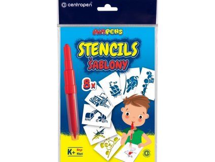 Centropen papírové šablony k foukacím fixům, sada K+ pro kluky, 8 motivů