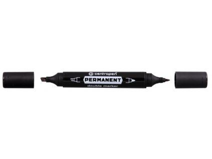 Centropen Double Marker 1666 permanentní fix černý, válcový hrot 1 mm a klínový hrot 1-4 mm