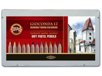 Koh-i-Noor Gioconda Soft Pastel Pencils 8827, sada 12 pastelů v tužce v plechovém obalu