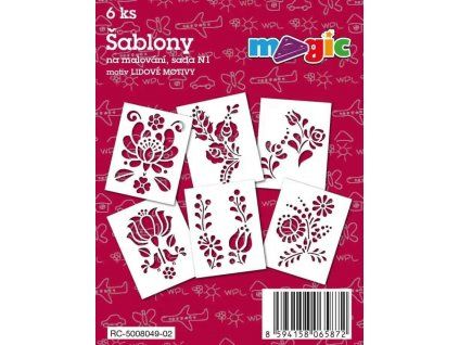 Magic šablony papírové sada N1 Lidové motivy, 6 ks, formát 11x14 cm, karton 220 g