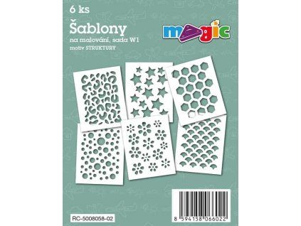 Magic šablony papírové sada W2 Struktury, 6 ks karet 11x14 cm, karton 220 g