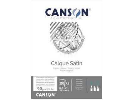 Canson Calque Satin, pauzovací papír v bloku A3, 90 g/m2, 50 listů transparentního papíru