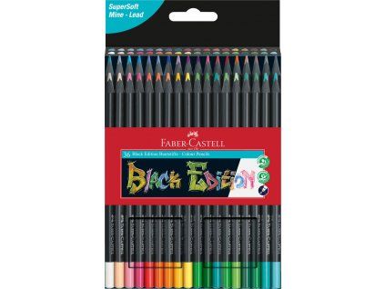 Faber-Castell Black Edition trojhranné pastelky, sada 36 barev v papírové krabičce