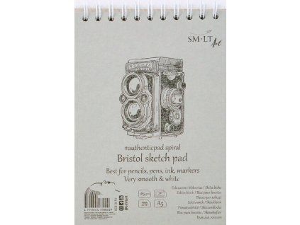 Skicář SM.LT Bristol Authentic extra bílý, formát A5, 180 g, 30 listů, acid-free
