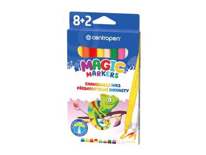 Centropen 2549 Fixy magic markers, sada 8 barev a 2 zmizíky pro školní kreslení