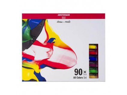 Sada akrylových barev Talens Amsterdam 90x20 ml, 100% akrylová emulze, prvotřídní pigmenty