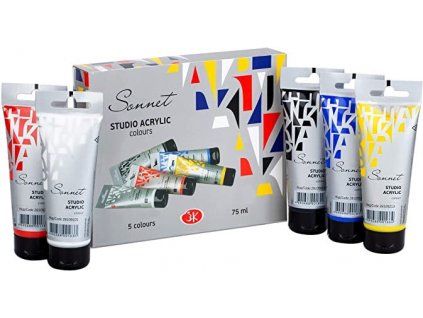 Nevskaya Palitra Sonnet sada 5 akrylových barev v tubách 75 ml, základní odstíny