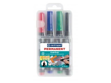 Centropen 8510 permanentní popisovač, sada 4 barev, šířka stopy 2,5 mm