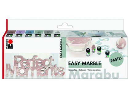 Marabu Easy Marble Pastel sada 6x15 ml, mramorovací barvy v pastelových odstínech