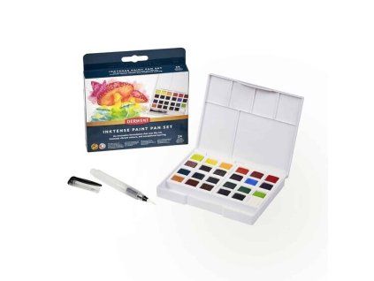 Derwent Inktense pan set 24 akvarelové barvy v pánvičkách, permanentní po zaschnutí