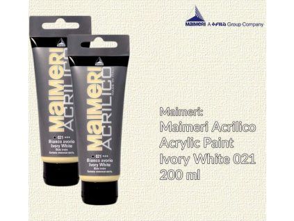 Akrylová barva Maimeri Acrilico 200 ml, odstín 021 slonová kost, krémový tón