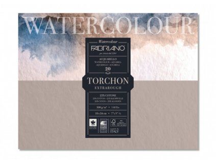 Akvarelový papír Fabriano Watercolour Torchon, lepený blok 23x30,5 cm, 300 g, 20 listů