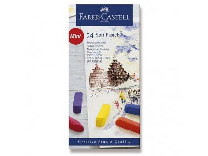 Suché pastely Faber-Castell mini, sada 24 barev modrá řada, měkké umělecké křídy
