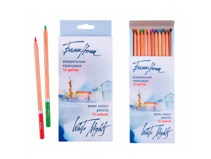 Akvarelové pastelky White Nights Nevskaya Palitra, sada 12 barev v papírové krabičce