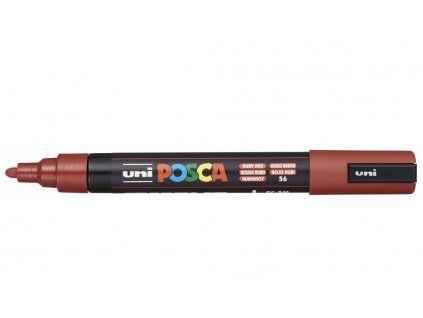 Akrylový popisovač Uni Posca 5M, stopa 1,8 až 2,5 mm, odstín červená rubín 56
