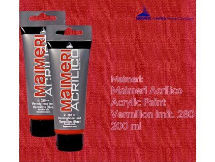 Maimeri Acrilico 200 ml akrylová barva, odstín červeň rumělka imitace 280