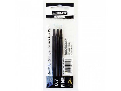 Náplně pro gelové mazací pero Stanger Eraser 0,7 mm, černý inkoust, balení 3 ks