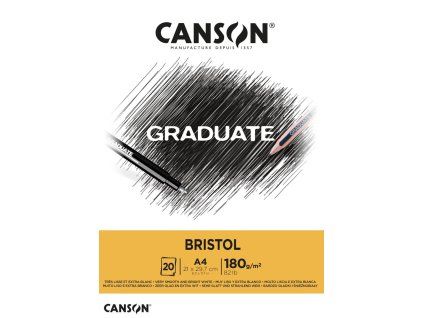 Canson Graduate Bristol skicák lepený A4, 20 listů, hladký papír 180 g/m2 pro ilustraci a tuš