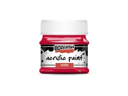Pentart Matte akrylová barva 50 ml, červená, matný povrch po zaschnutí, vodní báze
