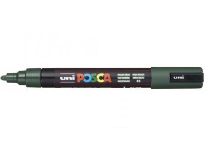 Uni Posca 5M akrylový popisovač, stopa 1,8 až 2,5 mm, odstín zelená anglická 83