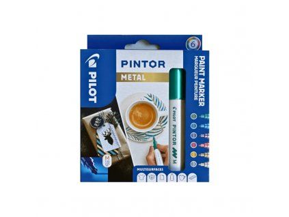 Pilot PINTOR M 1,4 mm sada Metal, akrylové fixy s metalickými odstíny, hrot 1,4 mm