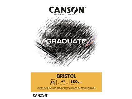 Canson Graduate Bristol extra bílý skicák A5, lepený blok 20 listů, 180 g/m2