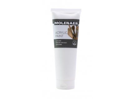 Akrylová barva Molenaer 250 ml, odstín bílá, vysoký podíl pigmentu, vodní báze