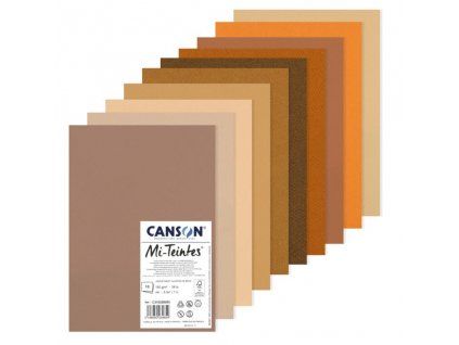 Canson Mi-Teintes pastelový papír A4 160g, sada 10 archů v hnědých tónech