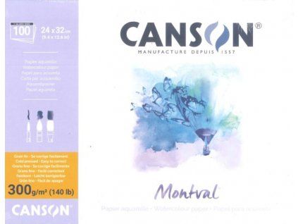 Canson Montval akvarelový blok 24x32 cm, 300 g/m2, 12 listů, lepená vazba