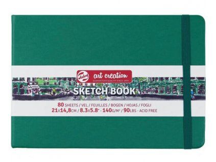 Talens Art Creation Sketch Book, skicák v zelené tvrdé vazbě, formát 21x14,8 cm, 80 listů 140 g