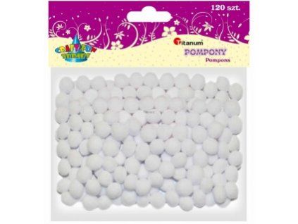 Bambulky pompom Titanum 10 mm bílé, balení 120 kusů pro kreativní tvorbu