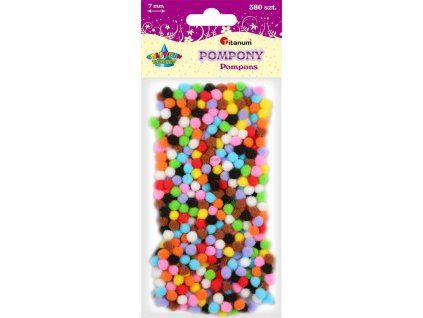 Bambulky pompom Titanum 7 mm, mix barev, sada 380 ks pro kreativní tvoření