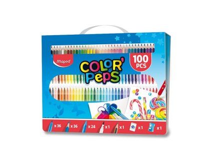 Maped Color'Peps Box, výtvarná sada 100 ks s fixy, pastelkami, voskovkami a příslušenstvím