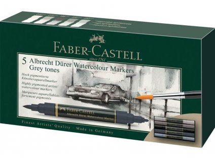 Faber-Castell Albrecht Dürer akvarelové popisovače, sada 5 ks, šedé odstíny