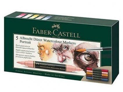 Faber-Castell Albrecht Dürer akvarelové popisovače sada 5 ks Portrét, štětečkový hrot