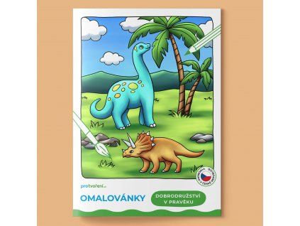 Omalovánky A5 Dobrodružství v pravěku, téma dinosauři, Pro tvoření, pro předškolní děti