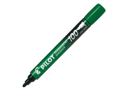 Pilot 100 permanentní popisovač zelený, kulatý hrot 1 mm, inkoust CSPI, voděodolný