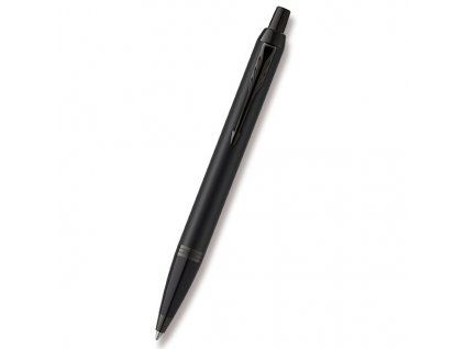 Kuličkové pero Parker IM Achromatic Black s černými doplňky a tělem z broušené nerezové oceli