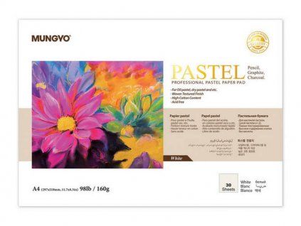 Mungyo blok na pastely A4, 160 g/m2, 30 listů bílého papíru s podílem bavlny