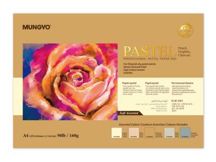 Pastelový blok Mungyo Professional A4, 30 listů v 5 jemných odstínech, gramáž 160 g/m2