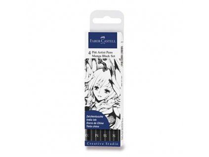 Faber-Castell PITT Artist Pens Manga Black Set, sada 4 černých popisovačů XS, M, SB, SC