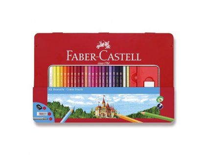 Faber-Castell šestihranné dřevěné pastelky, dárkový box 48 barev pro děti