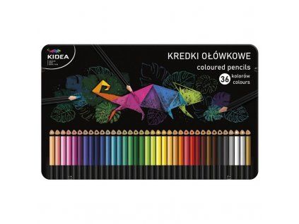 Trojhranné pastelky Kidea 36 ks v plechové etui, syté barvy pro děti