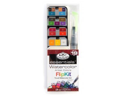 Cestovní akvarelová sada Royal & Langnickel FlipKit, 18 barev, štětec a paleta, 19 ks