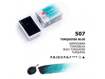 Nevskaya Palitra White Nights akvarelová barva 2,5 ml, odstín Turquoise blue